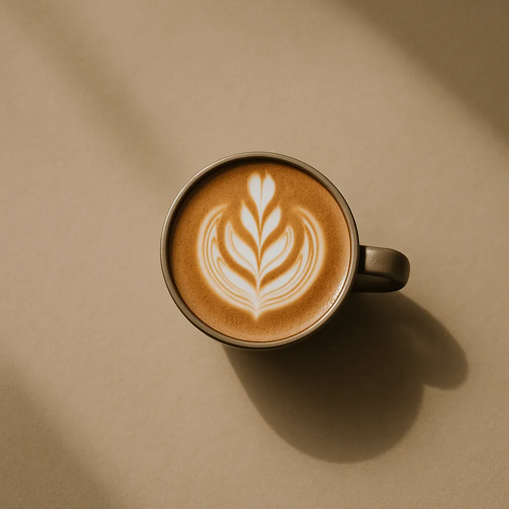 Latte Art in einer Tasse von oben