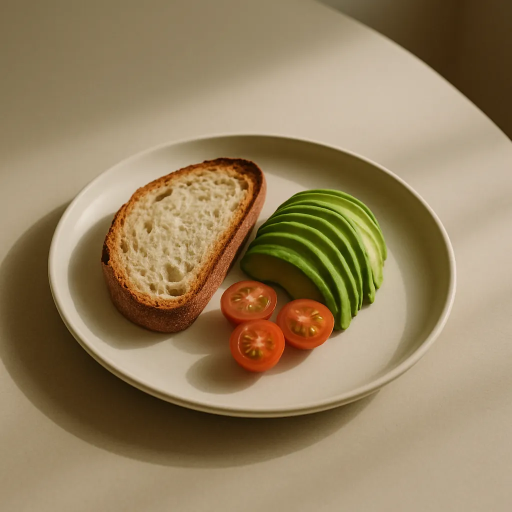 Brunch-Teller mit Brot und frischen Zutaten